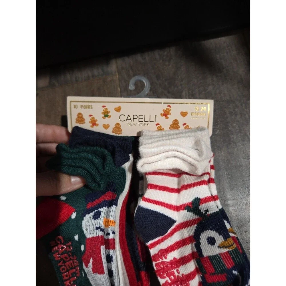 NIP Capelli New York Christmas Socks 12-24 Month Snowman Penguin Gingerbread B10